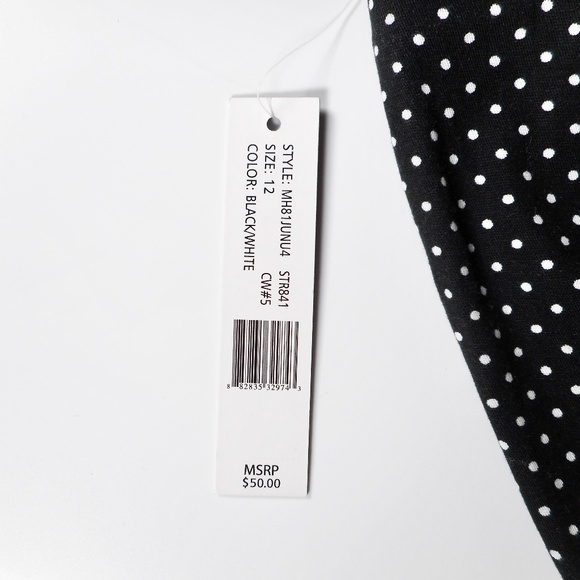 NWT Larry Levine Black with White Polka Dot 12 Cotton Stretch Shorts - Picture 6 of 8